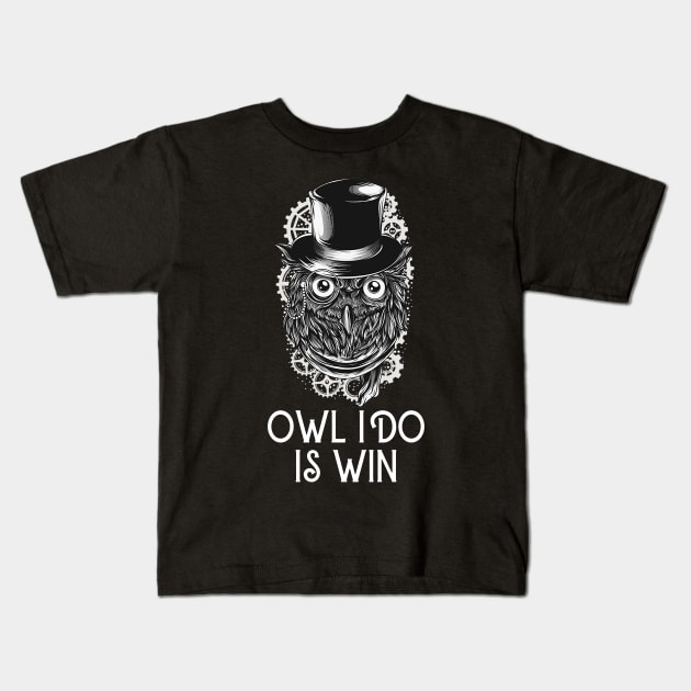 Funny Cute Owl I Do Is Win Bird Lovers Kids T-Shirt by BuddyandPrecious